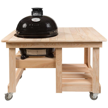 Primo Oval Large 300 Kamado Grill - cypress countertop table