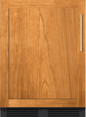 XO 24 Inch Dual Zone Wine Cooler with panel ready wood overlay door, built-in design for seamless kitchen integration.