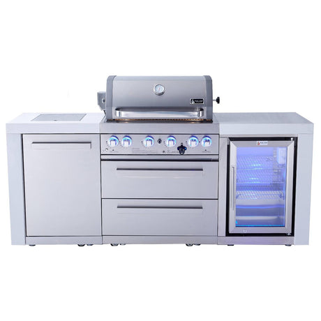 Mont Alpi 400 Deluxe Propane Gas Island Grill W/ Refrigerator Cabinet Outdoor Kitchen - MAi400-DFC