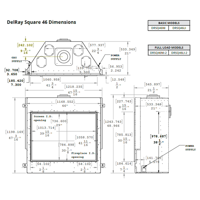 Montigo DelRay 46 Square Direct-Vent Gas Fireplace - DRSQ46NI