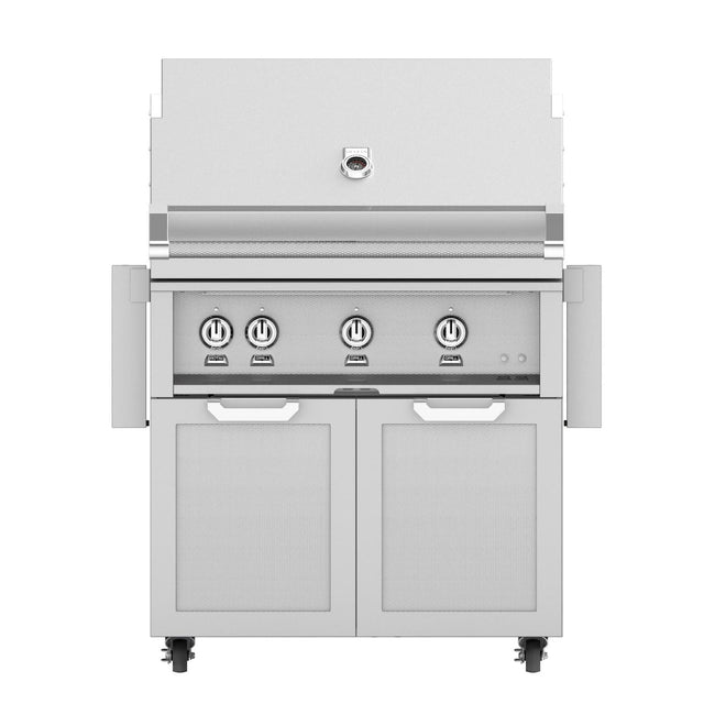 Hestan 36-Inch Natural Gas Grill W/ Rotisserie On Double Door Tower Cart