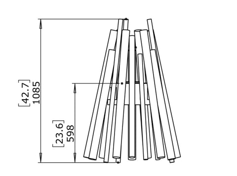 EcoSmart Fire Stix 8 Fire Pit - front dimensions drawing