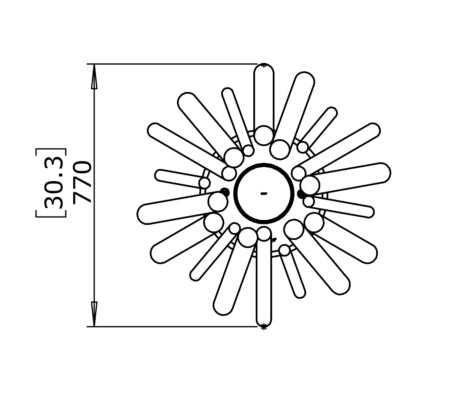 EcoSmart Fire Stix 8 Fire Pit - top dimensions drawing