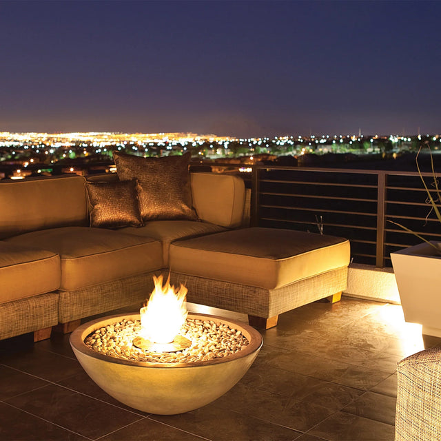 EcoSmart Fire Mix 850 fire pit on a luxury rooftop