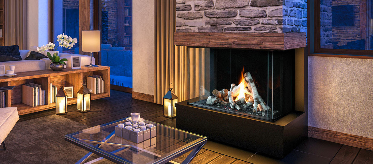 Marquis Enclave 34" Bay Peninsula Linear Direct Vent Fireplace MQZCVBG34