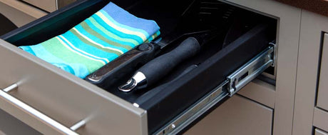 Challenger powder-coated textured black drawer boxes