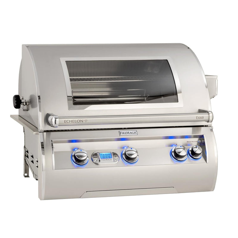 Fire Magic 30-Inch Echelon Diamond Built-In Natural Gas Grill, One Infrared Burner, Magic View Window, Rotisserie & Digital Thermometer (E660I-8L1N-W)