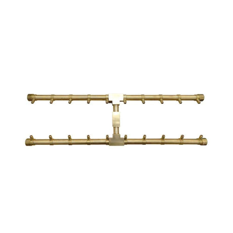 Firegear Pro Series H Burners - Brass Gas Burner with dual linear design for even flame distribution, ideal for outdoor fire pits.
