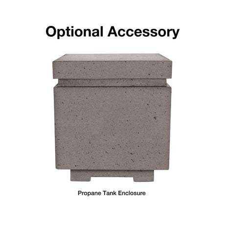 Optional propane tank enclosure accessory for Firegear Sanctuary 30-Inch Round Concrete Gas Fire Bowl in matching concrete finish.