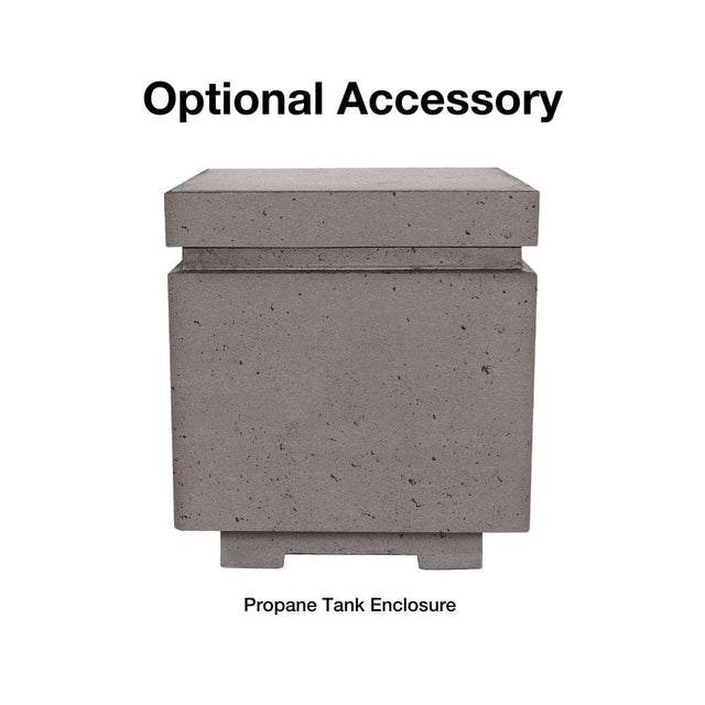 Optional propane tank enclosure accessory for Firegear Sanctuary Fire Pit Table, matching concrete design for seamless outdoor integration.