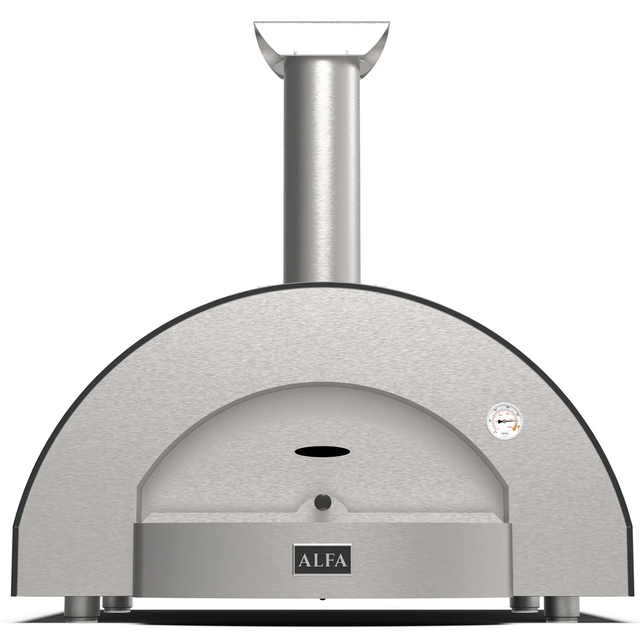 Alfa Classico 4 Pizze Gas Pizza Oven Freestanding on Black Cart - Ardesia Grey