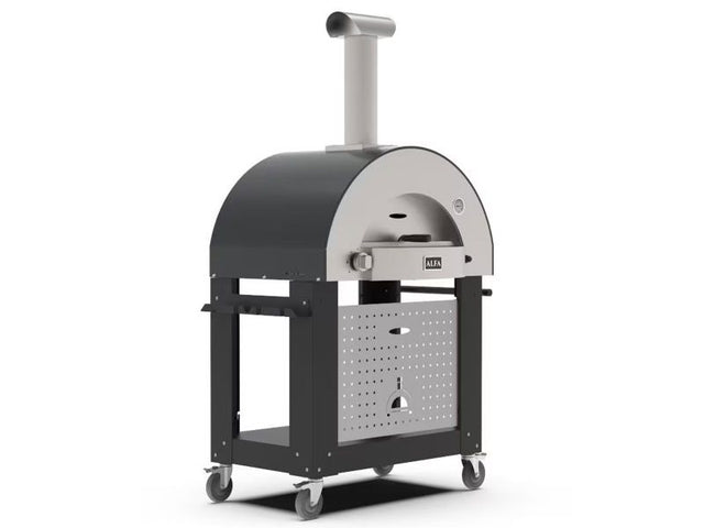 Alfa Classico 2 Pizze 38-Inch Gas Anthracite Grey Pizza Oven on Wrinkle Black Oven Base