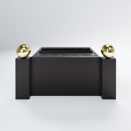 Aquafire Gatsby water vapor fireplace gold finial accents