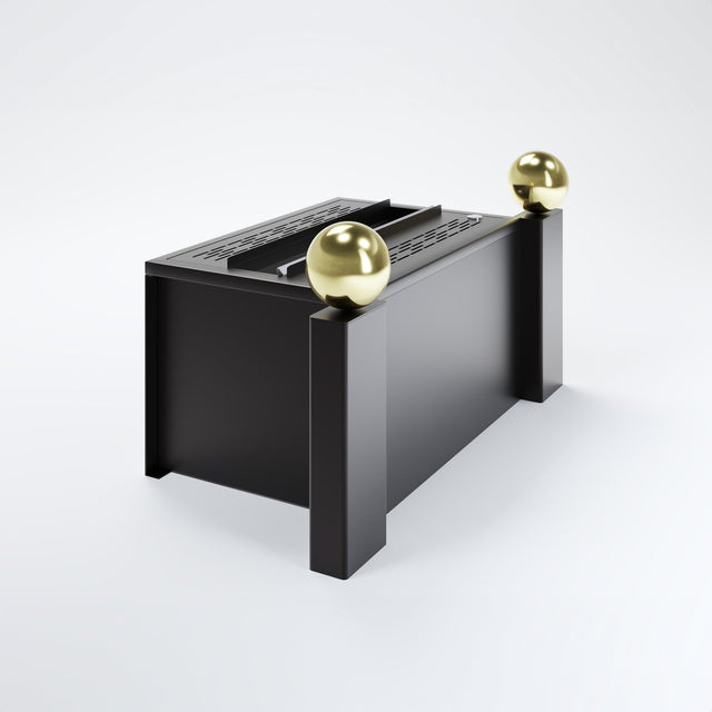 Aquafire Gatsby water vapor fireplace gold finish side view