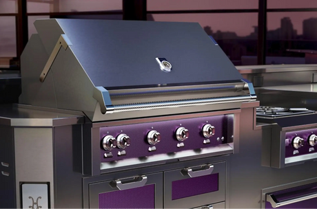 Hestan outdoor living suite grill and double burner close-up