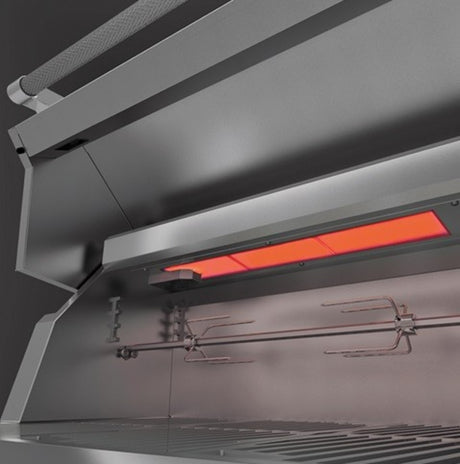 Hestan freestanding grill on cart - open hood