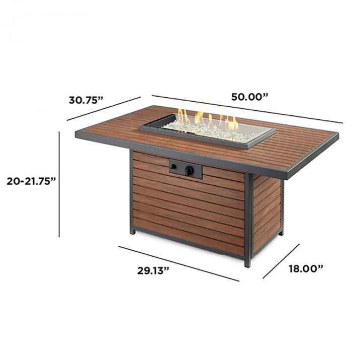 The Outdoor GreatRoom Company KW-1224-19-K Kenwood Gas Fire Pit Table, 30.75x50-Inches