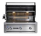 Lynx Sedona L601 36-Inch Built-In Gas Grill - hood open, ProSear burner and grates