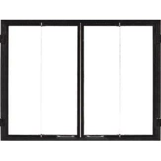 Majestic DFG4042BK black bi-fold glass door kit for Ashland 42 fireplace, front view