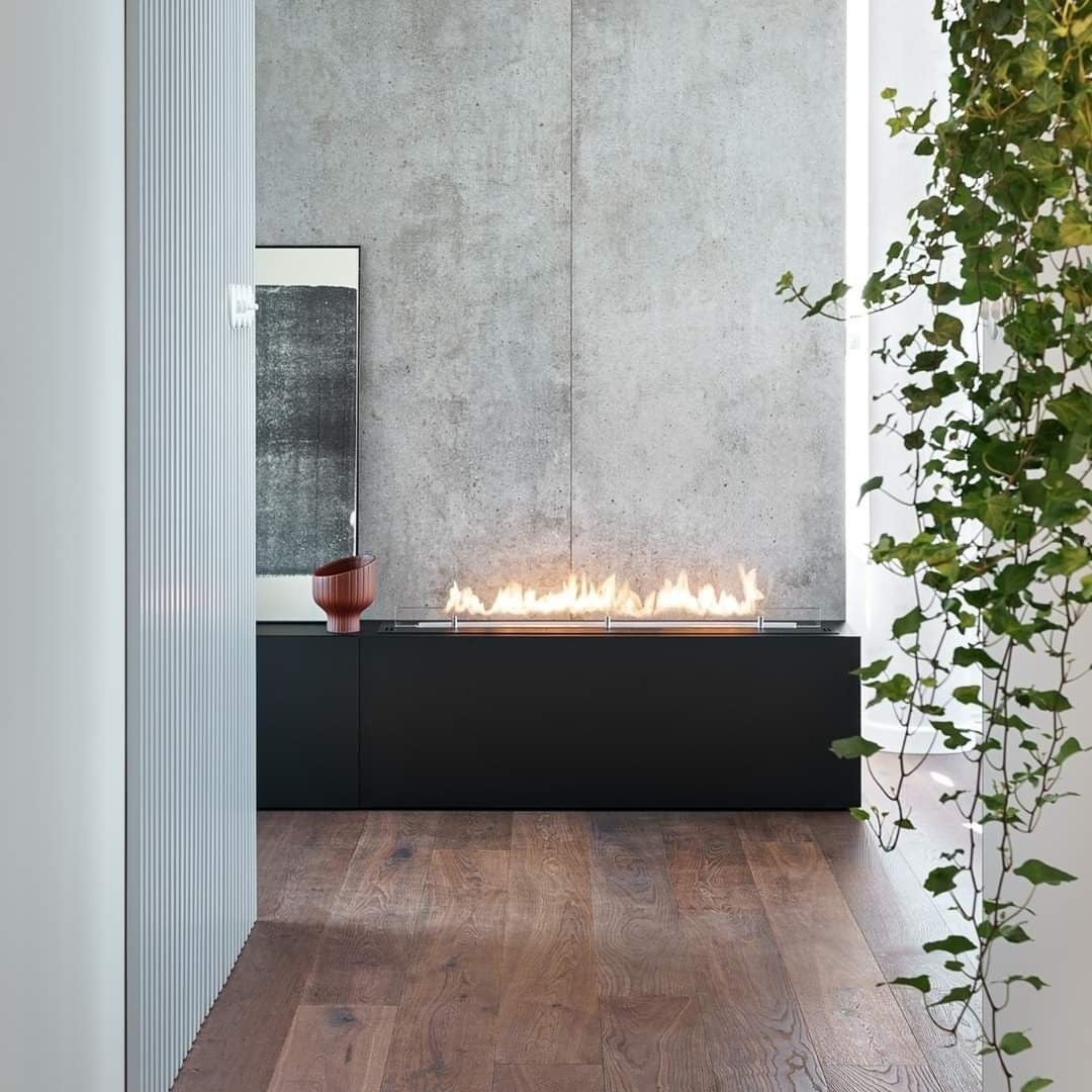 NetZero Ethanol Fireplace Planika Renew Fire Line Automatic - Vent Free - No Chimney - Real Flames