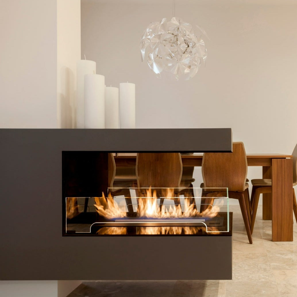 NetZero Ethanol Fireplace Planika Renew Fire Line Automatic - Vent Free - No Chimney - Real Flames