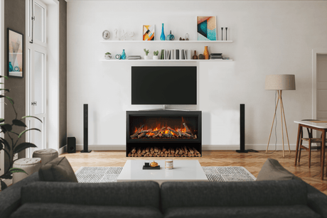 Amantii pedestal display with SYM-50-XT fireplace