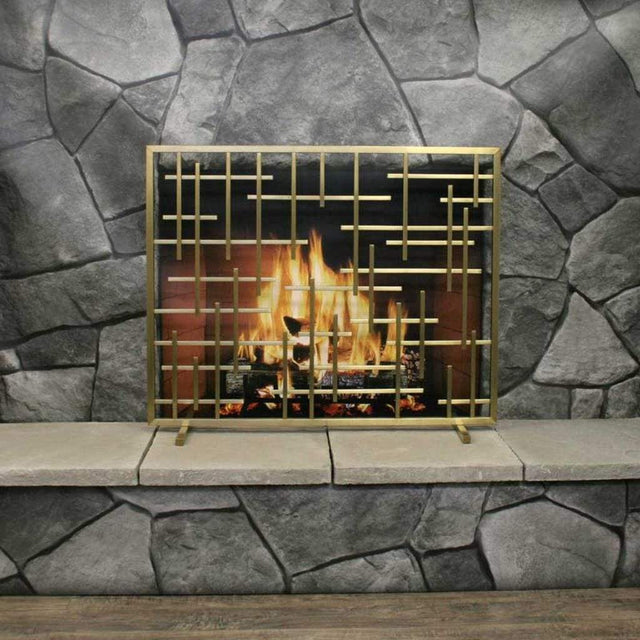 Pilgrim - 39" Burnished Brass Contemporary Summer Screen – No Mesh