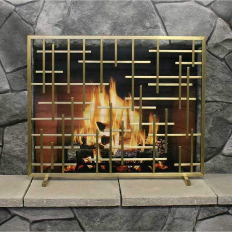 Pilgrim - 39" Burnished Brass Contemporary Summer Screen – No Mesh