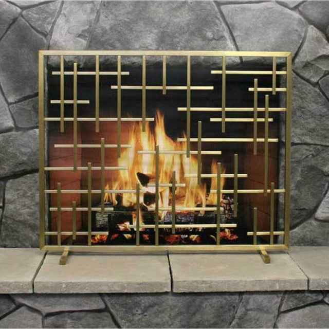 Pilgrim - 39" Burnished Brass Contemporary Summer Screen – No Mesh