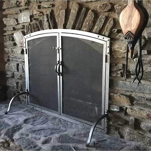 Pilgrim - 42" Forged Iron Arched Operable Door Screen