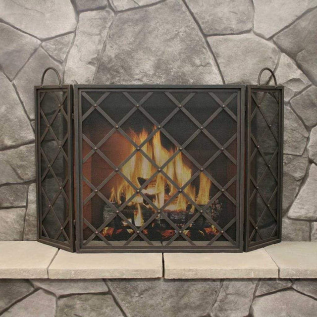 Pilgrim - 54" Distressed Bronze Iron Weave Tri Panel