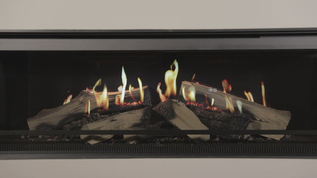 NetZero Fire E-One 130B 3D Electric Fireplace - Bay displaying dynamic flame movement and glowing ember bed for a natural fire ambiance.