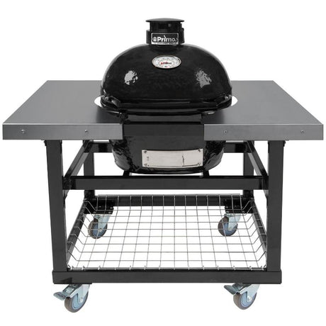 Primo Oval Junior 200 Ceramic Kamado Charcoal Grill on steel cart