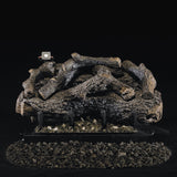 American Fyre Designs Charred Frontier Oak Vent-Free Log Set - lit