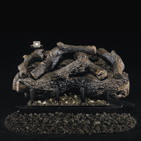 American Fyre Designs Charred Frontier Oak Vent-Free Log Set - lit