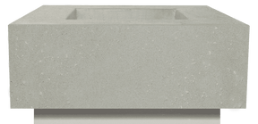 XO 36 Inch Square Gas Fire Table in limestone finish with 65,000 BTU output, ideal for modern outdoor fireplace setups in home & garden spaces.