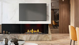 Napoleon Tall Bay Luxuria 50 three-sided gas fireplace lifestyle