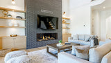 Napoleon Tall Bay Luxuria 62 three-sided gas fireplace lifestyle