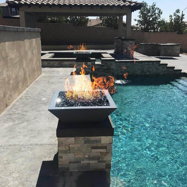 The Outdoor Plus Maya 24" Square GFRC Fire Bowl - Gray_1