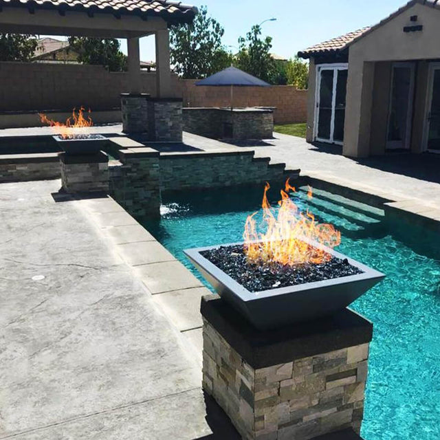 The Outdoor Plus Maya 24" Square GFRC Fire Bowl - Gray_2