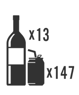 True 24-Inch Beverage Center capacity diagram - 5.8 cubic feet, 13 bottles