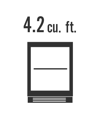 True 24-Inch Undercounter Freezer capacity diagram - 4.2 cubic feet