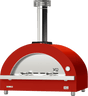 XO 40 Inch Countertop Wood Fire Outdoor Oven in vibrant red finish, featuring dual handles and built-in thermometer for outdoor kitchens.