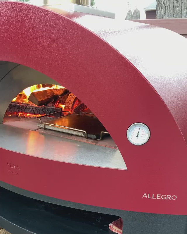 Alfa Allegro 39-Inch Outdoor Wood-Fired Pizza Oven with Base - Freestanding - Yellow