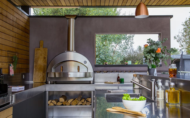 Alfa 4 Pizze 31-Inch Outdoor Wood-Fired Countertop Pizza Oven - Copper