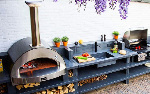 Alfa 4 Pizze 31-Inch Outdoor Wood-Fired Countertop Pizza Oven - Copper