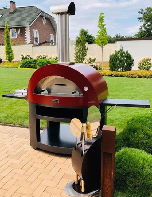 Alfa Allegro 39-Inch Outdoor Wood-Fired Pizza Oven with Base - Freestanding - Antique Red