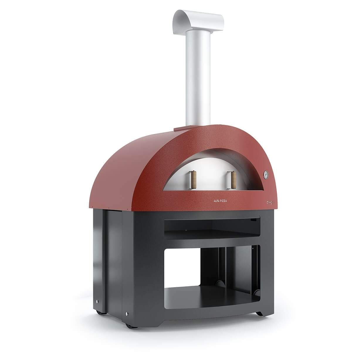 Alfa Allegro 39-Inch Outdoor Wood-Fired Pizza Oven with Base - Freestanding - Antique Red