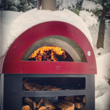 Alfa Allegro 39-Inch Outdoor Wood-Fired Pizza Oven with Base - Freestanding - Antique Red