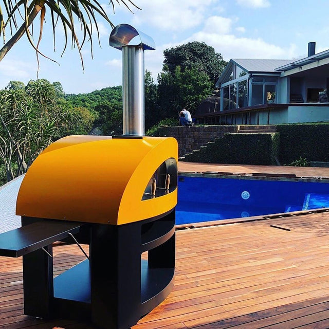 Alfa Allegro 39-Inch Outdoor Wood-Fired Pizza Oven with Base - Freestanding - Yellow